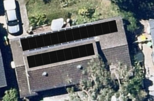 Roof view of the completed solar array