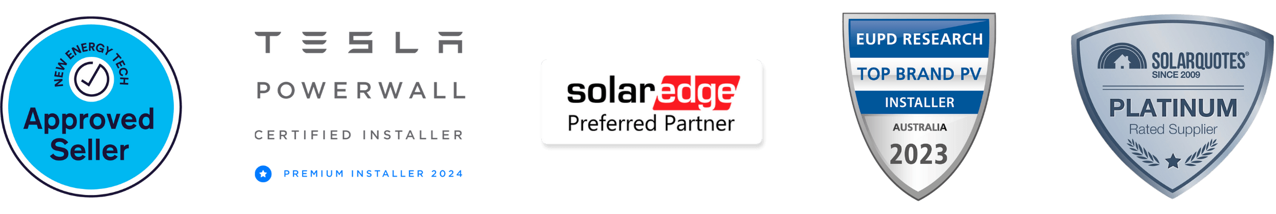 Approved Seller, Tesla, SolarEdge, EUPD and Sungrow certifications